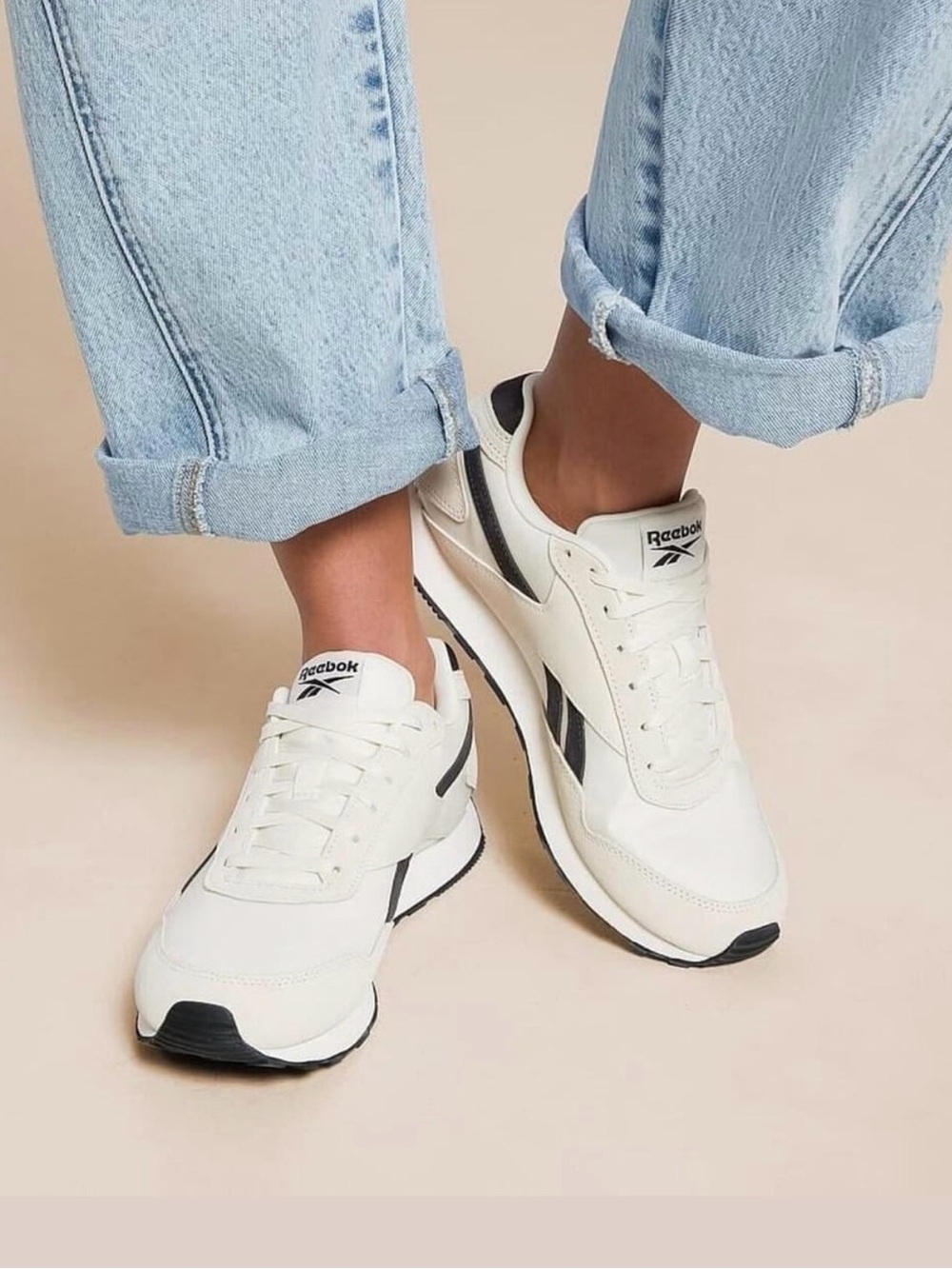 Reebok Women's White and Navy Retro Runner Sneakers